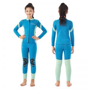 BỘ ÁO BƠI GIỮ NHIỆT BÉ GÁI XANH DƯƠNG